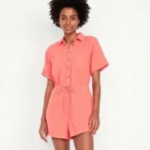 Old Navy Crinkle Gauze Coral Romper NWT Size 2X